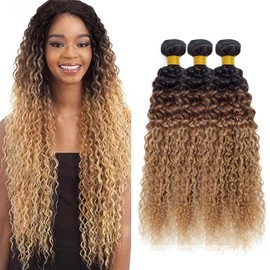 #27 Bundles Human Hair Dark Brown Bundles Honey Blonde Water Wave Bundles 14 16 18 inch 3 Bundles #4 Human Hair Bundles Ombre Brown Bundles Human Hair Extensions