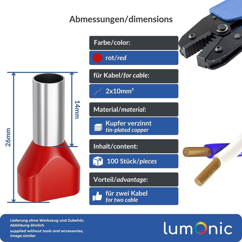 Twin Wire End Ferrules 2 x 10.0 mm2 / 12