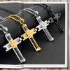 JUNOVUROS Large and Small Men's Cross Necklace Set with 5