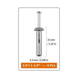 1/4" x 1-1/4"Hammer Drive Nail-in Anchors 40 Pack – Cement Wall Anchors for Concrete Brick Block – Zinc Plated Masonry Fasteners for Electrical Boxes, Brackets, Frames