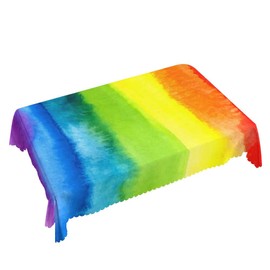 Walmsco Tablecloth Rainbow Colors Watercolor Decor For Dining Room Kitchen Rectangular Table Cover 132 * 178cm