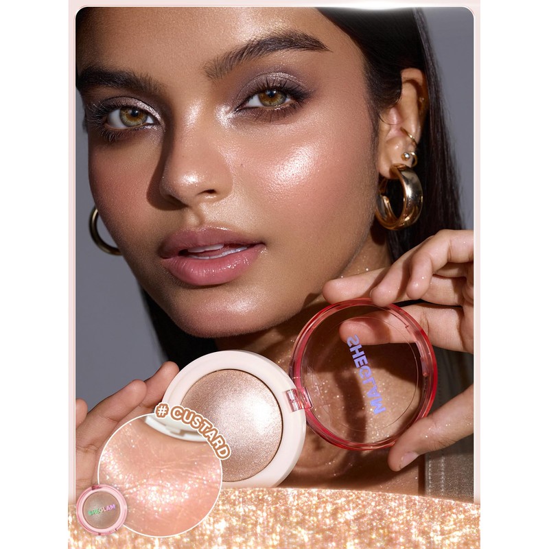SHEGLAM Glowchi Bouncy Highlighter Mochi-like Formula Highlighter Long-lasting Shimmer Makeup-Custard