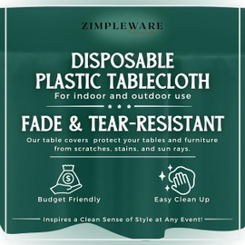 ZIMPLEWARE Premium Dark Green Plastic Table Cloth Disposable (6 Pack) Round Tablecloth (84in) Party Table Cloths Disposable, Perfect Table Cloth Round Cover for Any Table Up to 6 Feet