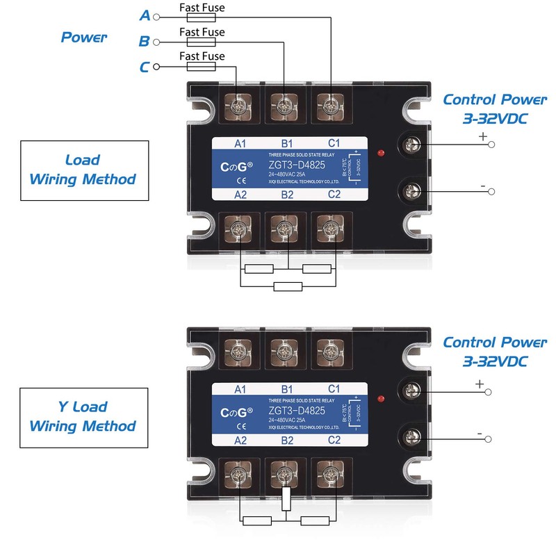 CGELE 3 Phase Solid State Relay SSR-25DA DC to AC