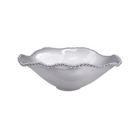 MARIPOSA Pearled Oval Wavy Serving Bowl, One Size, Silver