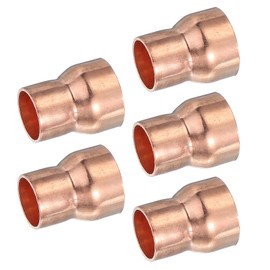 PATIKIL 5Pcs Copper Reducer 1" to 3/4" ID Reducing Copper Coupling Fitting Pipe Adapter