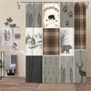 bzwcbei Rustic Cabin Bear Deer Shower Curtain, Country Grey Plaid
