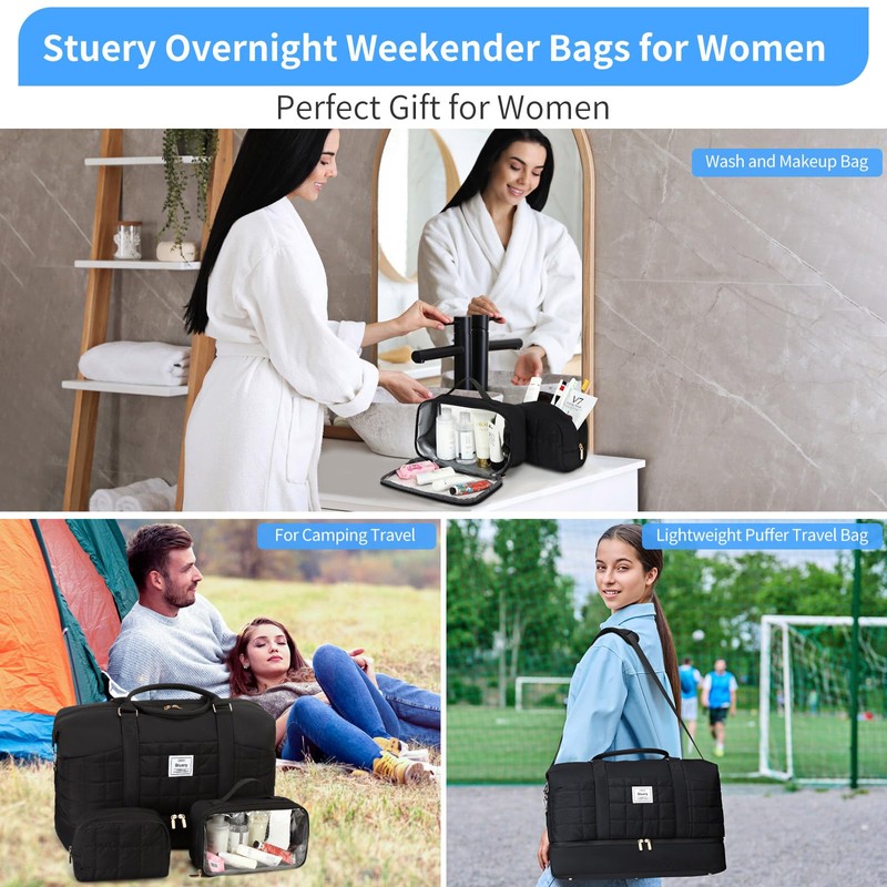 Puffer Weekender Bags for Women: Large Overnight Bags Travel Duffel