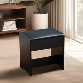 Alaxgumrol Vanity Stool for Makeup Vanity, Rest Seat Upholstered Square Vanity Stools for Makeup Room, Living Room, Bedroom, Black