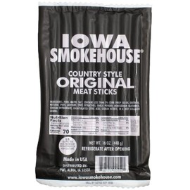 IOWA SMOKEHOUSE Country Style Meat Sticks, Original - Delicious Meat Snack - Vacuum Sealed & Ready to Eat Sticks - 7g of Protein, Made with all USA Pork - 16 Oz (16 sticks per pack)