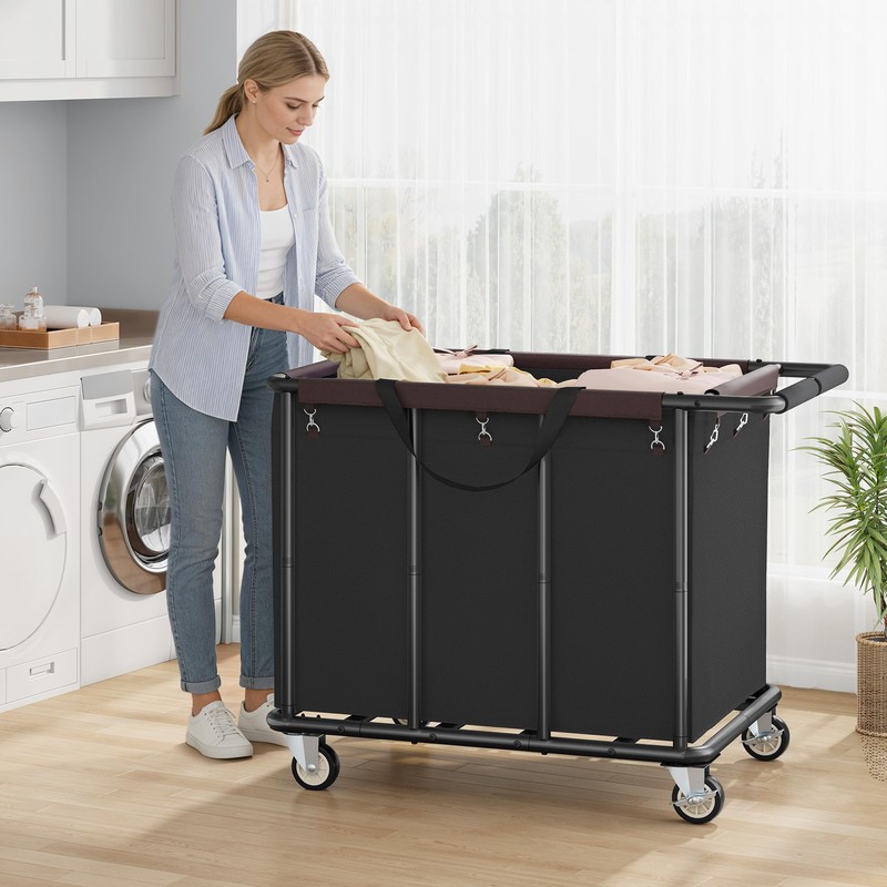470L Heavy Duty Commercial Laundry Cart with Wheels,Industrial Rolling Laundry