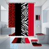 Onalasyc 4Pcs Red Cheetah Shower Curtain,Shower Curtain Sets with Rugs