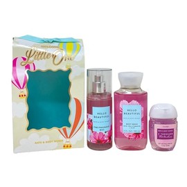 Bath and Body Work Hello Beautiful - Welcome Little One Mini Gift Bag Trio Set - Fragrance Mist, Body Wash and Hand Gel - Travel Size