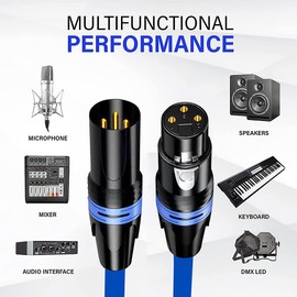 XLR Cable, tunghey Microphone Cable XLR Male to Female Heavy Duty Balanced Microphone Cord Compatible with Preamps/Speaker Systems and More (1m)