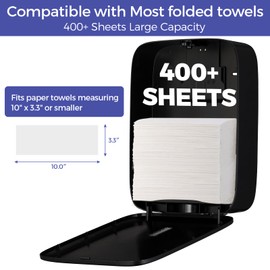 Stardrix Paper Towel Dispenser Wall Mount with Lock – Fits 400+ Multifold/Trifold/Z-Fold/C-Fold Towels – Large Paper Towel Holder for Bathroom, Kitchen, Office, Home or Business (Black)