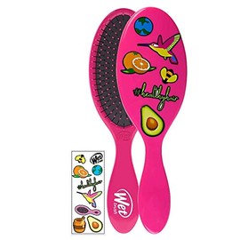 Wet Brush, El Original Detangler, Cepillo Desenredante, Rosa, Cerdas IntelliFlex, Diseño Rosa con Stickers, Cepilla Fácil y Adiós Nudos, Diseño para C