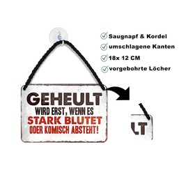 schilderkreis24 Tin sign funny saying "Geheult Wird erst." decorative fun sign vintage retro humour funny gift idea birthday Christmas 18 x 12 cm