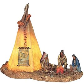 StealStreet SS-G-11390 Native Americans with Lighting Tipi Collectible Indian Decoration Statue