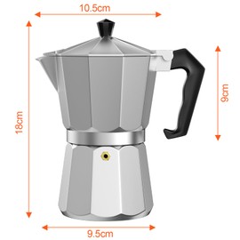 WinGluge Espressomaschine, Espressokocher für 6 Tassen, Moka-Kanne, Espressokanne, Kaffeemaschine, Camping Kaffeekocher, Silikondichtung, Sicherheitsventil, Aluminium, Silber, für Kaffeeliebhaber