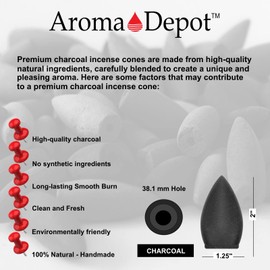 1.25'' BACKFLOW Unscented Charcoal 60 Incense Cones - Ideal for Incense Making, Add Any Aroma Depot Fragrance Oil to Make Your own Scented Cones. (60 Cones)