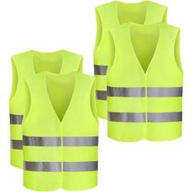 STOUCLA Pack of 4 Universal Size Safety Vests for Car, 360° Safety Vest, Reflective Vest, Washable, for Cyclists, Police, Workers, Drivers