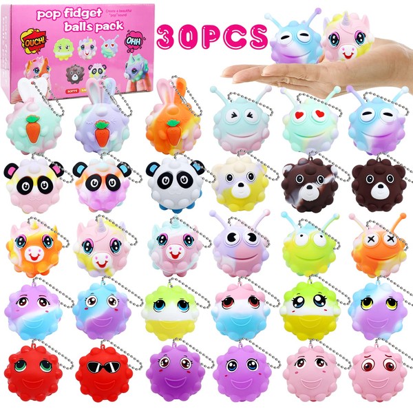 30 Pack Animal Pop Balls Party Favors for Kids,3D Pop Balls Its Fidget Toys,Birthday Gifts for Boys & Girls,Goodie Bag Stuffers,Pinata Stuffers Filler,Carnival Prizes,Treasure Box Toys,Kids Prizes