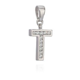 NKlaus Necklace Pendant Letter A-Z Silver 925 Tarnish Protection Zircon White Alphabet, Silver, Cubic Zirconia