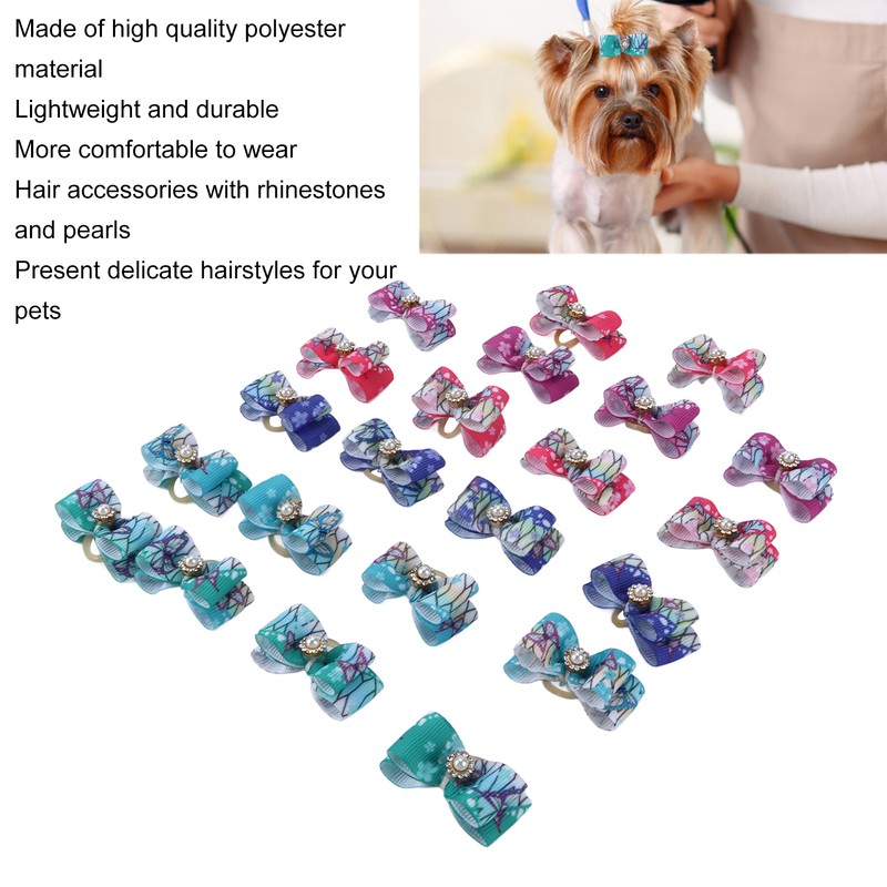22pcs Pet Bowknot Rubber Bands Cute Colorful Dog Grooming Hair