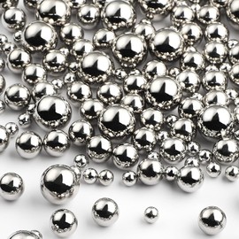 150 abalorio de jarrón de perlas sintéticas, abalorio de maquillaje, sin agujeros, abalorio brillantes, tamaños mixtos, perlas redondas para decoración del hogar, fiesta, boda, 8/14/20 mm (plata)