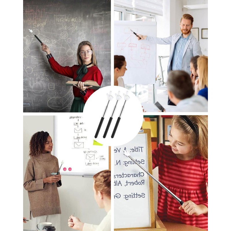 IPNSDON 3PCS Telescopic Teacher Pointer Extendable Pointer Stick for Classroom
