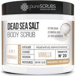 PureSCRUBS - Set de exfoliante corporal orgánico de primera calidad  16 onzas de vainilla cuerpo de la vainilla, aceites esenciales orgánicos...      