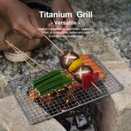 Boundless Voyage Grill Grate, Camp BBQ Roasting Grill Ultralight Titanium Plate Durable Mini Charcoal Barbecue Broiler For Home Garden Outdoor Beach Picnic Hiking Camping Backpacking Ti2022C