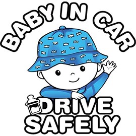 Large Size, high Visibility, Baby in car Sticker, Plus 2 Slow Down Hand Sign, Baby on Board Sticker, Drive Safely Sticker, Baby Board Sticker, car Sticker, Waterproof, UV Proof