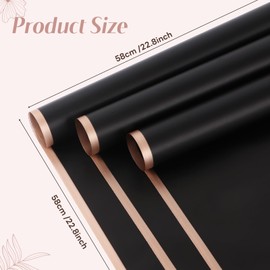 Florist Bouquet Wrapping Paper - 20 Sheet Pack of Waterproof, Elegant & Versatile Paper for Flower Arrangements, DIY Crafts, Special Occasions (Black)