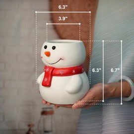 forkai Christmas Snowman Plant Pots Indoor with Drainage, Resin 6 Inch Flower Pots for Holiday Planters, Christmas Decoration for Home Decor