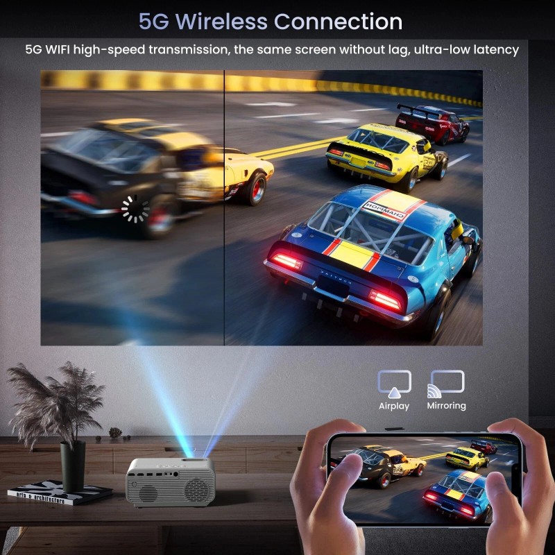 HOMPOW F1 4K Support Mini Portable LED Projector with Wi-fi