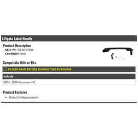 Marketplace Auto Parts Liftgate Latch Handle - Compatible with 2003-2009 Hummer H2