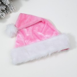 LKQBBSZ Santa Hat for Child Unisex Velvet Comfort Xmas Hat Extra Plush for Christmas New Year Festive Holiday Party (Pink)