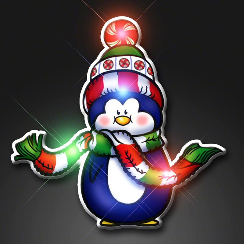 Christmas Penguin with Scarf Flashing Blinking Light Up Body Lights