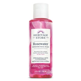 Heritage Store Rosewater - A Refreshing Splash for Radiant Skin with Damask Rose Hydrating for the Face for All Skin Types Made Without Alcohol Hypoallergenic Vegan 4 Fl Oz Size / 헤리티지 스토어 로즈워터 - 다마스크 로즈로 빛나는 피부를 위한 상쾌한 스플래시 모든 피부 타입 얼굴용 수분 공급 알코올 저자극성 비건 4 Fl Oz 없이 만들어졌습니다 Size