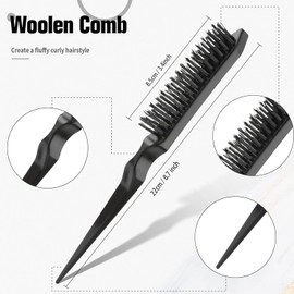 Juego De 3 Cepillos Para El Pelo Con Espalda Lisa, Cepillo Para El Pelo Con Cerdas, Cepillo Para Controlar Los Bordes, Peine Para Mujeres, Bebés Y Niños, Pelo Negro (Negro)