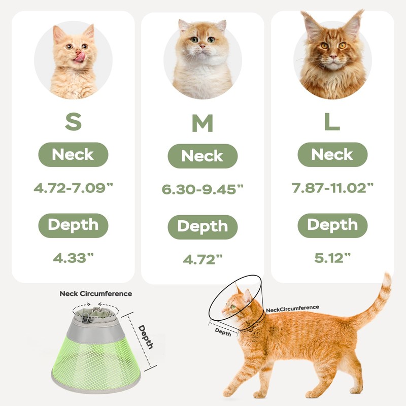 Supet Cat Cone Collar Soft Comfortable Adjustable Waterproof cat recovery