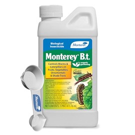 Monterey BT - Bacillus Thuringiensis for Organic Worm and Caterpillar Control Bundled with Measuring Spoon - Concentrate for BT Spray - 16 oz