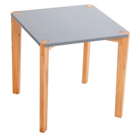 BirdRock Home End Table with Grey Top and Wooden Legs – Modern Minimalist Furniture - Natural Wood Legs – Lightweight Night Stand – Square Side Unique Decorative End Accent – Living Room Bedroom