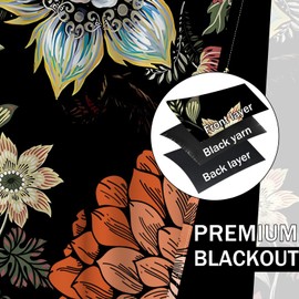 DASHAN Black Floral Blackout Curtains for Bedroom 84 inch Length 2 Panels Set Boho Flowers Room Darkening Curtains for Living Room Vintage Thermal Insulated Curtains Grommet Window Drapes 52Wx84L