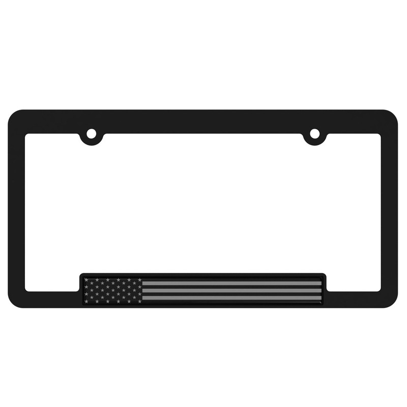 OFN American Flag License Plate & Frame Dome Combo, Blackout