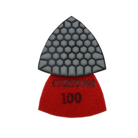 Diamond Triangle Polishing Pad, 80mm Resin Bond Hook and Loop Backing Pad for Granite Concrete Marble Stone, Grit 100, 7PCS