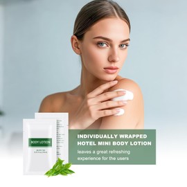 HQSLsund 200 pack Travel Size Body Lotion Bulk Individually Wrapped - Refreshing Mini Lotion Single Use Supplies for Homeless Care Hotel Guests, White Tea Scent,0.35 fl oz/10ml