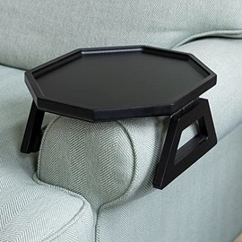 Signature Home Clip On Tray Sofa Table for Wide Couches. Couch Arm Tray Table, Portable Table, TV Table and Side Tables for Small Spaces. Stable Sofa Arm Table for Eating and Drink Table (Black)