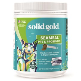 Solid Gold SeaMeal Cat Probiotic & Dog Probiotics for Digestive Health - Kelp Powder Cat & Dog Supplement w/Prebiotics & Digestive Enzymes for Skin, Coat, & Gut + Immune Support (8 Ounce (Pack of 1))